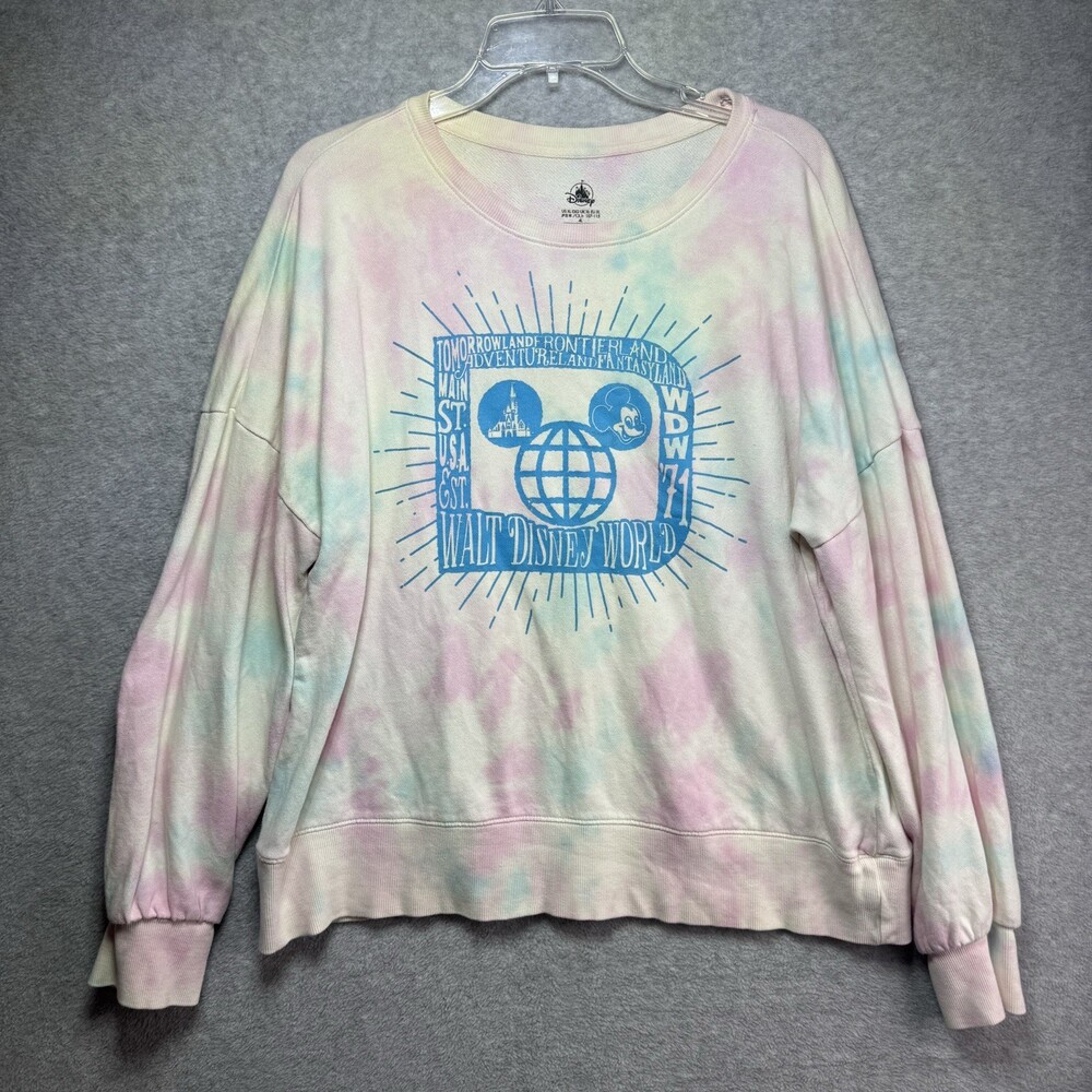 Walt Disney World Pastel Tie Dye Sweatshirt XL Mickey Castle Tomorrowland Main